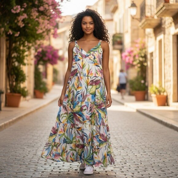 Julia Jordan Dresses & Skirts - Julia Jordan Size 16 Printed Sleeveless Tiered Maxi Dress Vacation Resort Floral